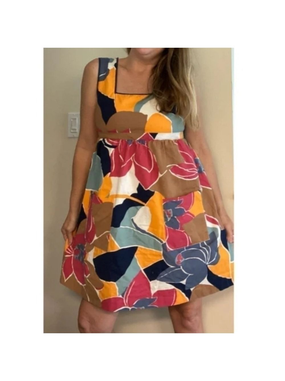 Anthropologie Girls From Savoy Blue Tan Dress 0
